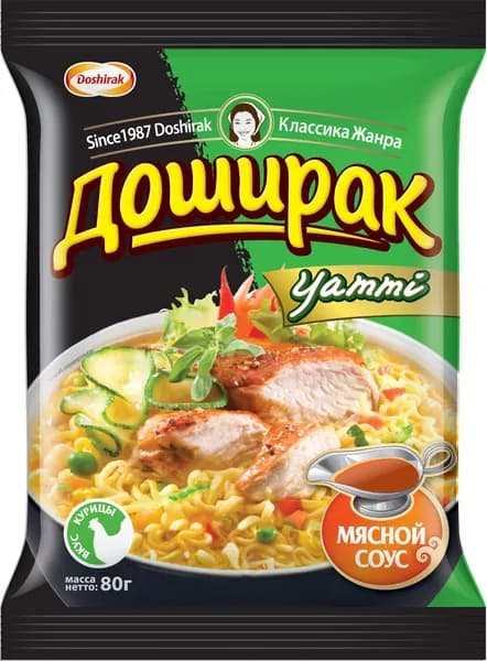 Лапша быстрого приготовления ДОШИРАК Yammi со вкусом курицы, 80г