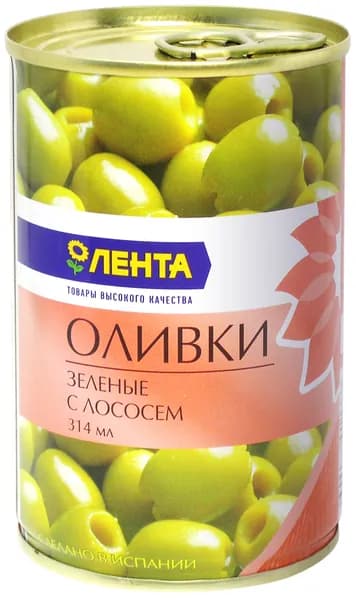 Оливки зеленые ЛЕНТА фаршированные лососем, 314 мл, Испания