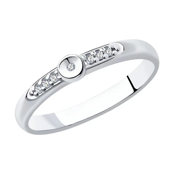Серебряное кольцо DIAMANT-ONLINE с фианитом и бриллиантом 925 пробы
