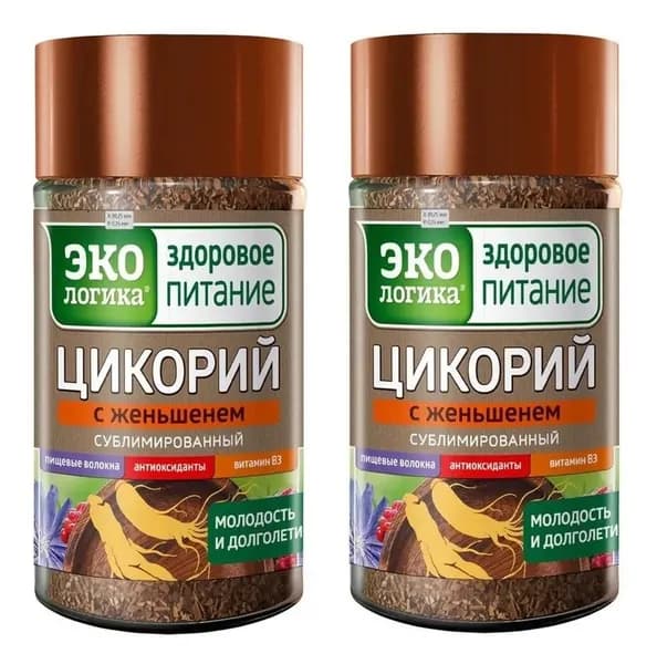 Экологика Цикорий натуральный растворимый с Женьшенем, 85 гр, 2 упаковки
