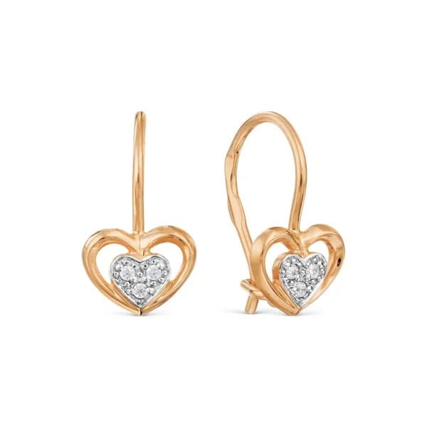 Серьги детские с фианитом из золота