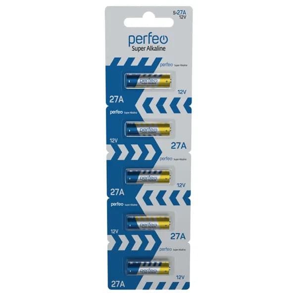 Батарейки Perfeo 27A (MN27, A27, V27A) Super Alkaline алкалиновые (щелочные), 5шт, 12V