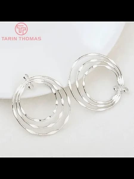 Серьги круглые, платина, 4 шт