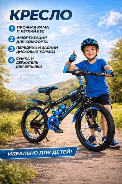 Велосипед 20 дюймов для детей 6-17 лет, 7 скоростей.