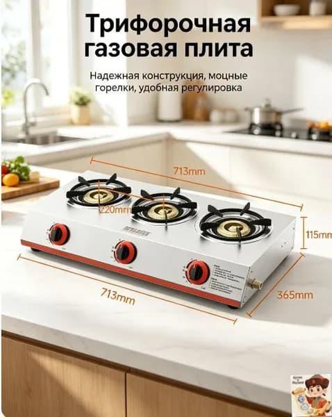 Встраиваемая газовая варочная поверхность на 4 конфорки, нержавеющая сталь, чугунные решетки, функция газ-ко
