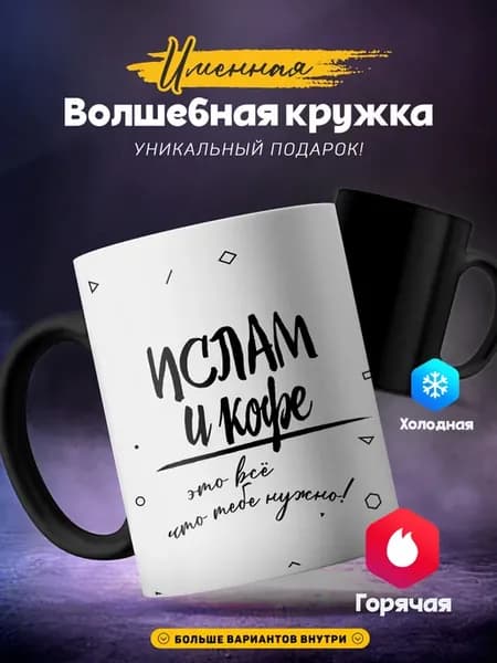 Мужская кружка хамелеон Ислам и кофе все что нужно