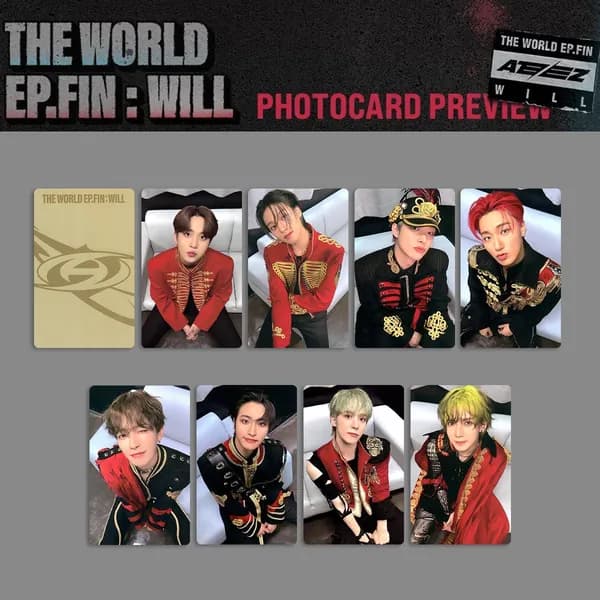 ATEEZ Карточки THE WORLD FIN WILL Коллекционная карточка Фотокарточки 5.4*8.6cm 8 шт