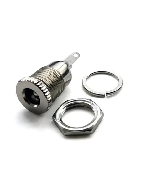 Гнездо питания (DS-025b/DC-099) 5.5*2.1 в корпус металл с гайкой, 1 шт.