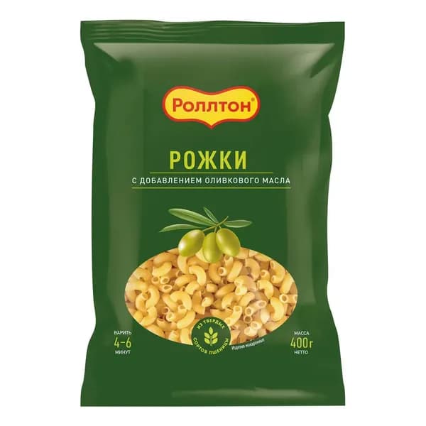 Роллтон Рожки с оливковым маслом, 400 г