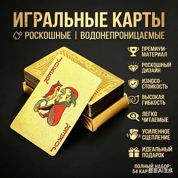 Карты Неоновые Игральные 54 Шт, / Подарочные Для Покера, Карточных Игр,водонепроница