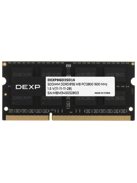 DEXP Оперативная память DEXP8GD3SD16 DDR3, 1600 МГц, 1 x 8 ГБ (DEXP8GD3SD16)