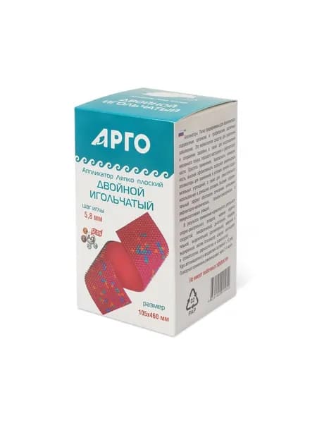 Аппликатор Ляпко Двойной, шаг игл 5,8 мм, размер 105 х 460 мм, Арго