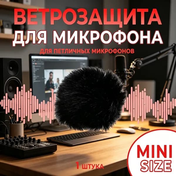 Аксессуар для микрофона петличный, черный, темно-синий