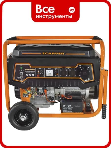 CARVER Генератор ppg- 9000е бензин (lt-192fа, 7,0/7,5квт, 220в, бак 25л,эл.ст, кол/рук. медь)6ш/пал 01.020.00040