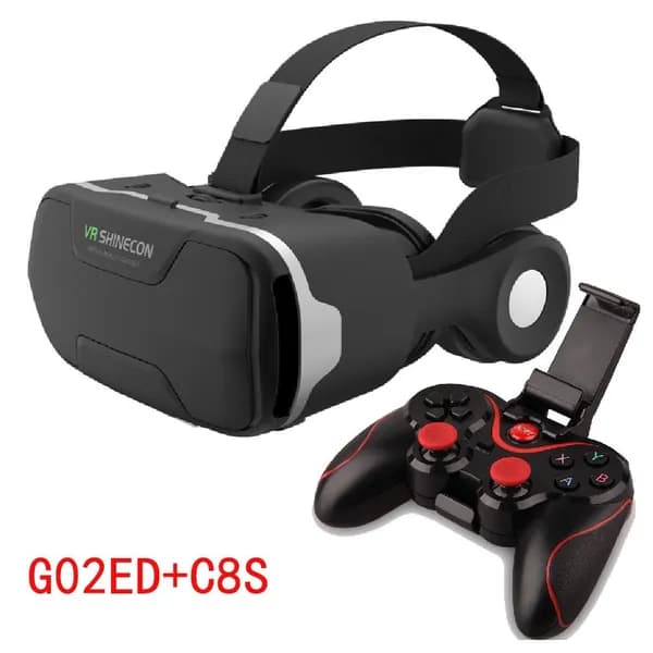 Виртуальная реальность VR очки, 3D гарнитура, Google Cardboard, поддержка игровых контроллеров --- VR + геймпад C8S (Фото 1 ваш товар)