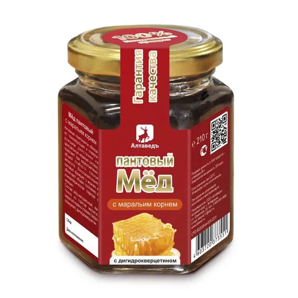 Пантовый мёд с маральим корнем 210 г