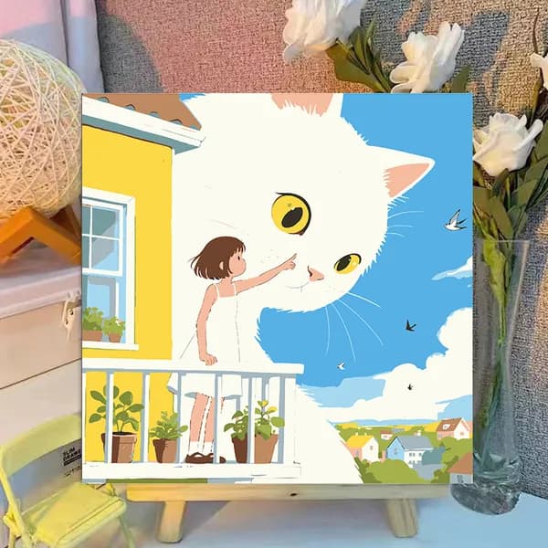Картина по номерам, 20x20 CM, Кошки и собаки,Мультфильмы, подарки для детей, декомпрессия