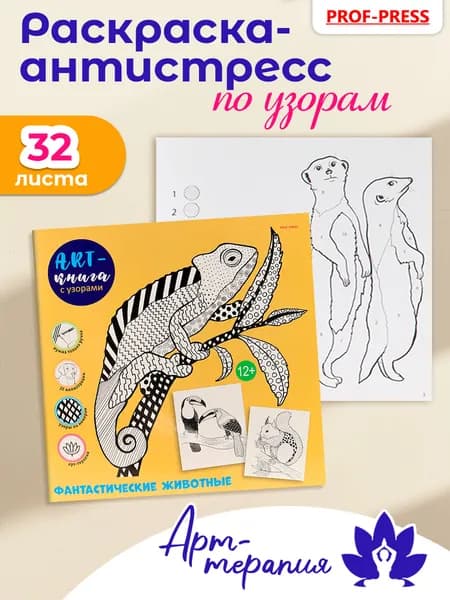 Арт-книга раскраска с узорами Prof-Press