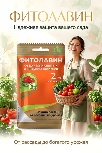 Средство Фито лавин от грибковых и бактериальных болезней растений 2 мл.10 для томатов, огурцов, цветов, деревьев и рассады