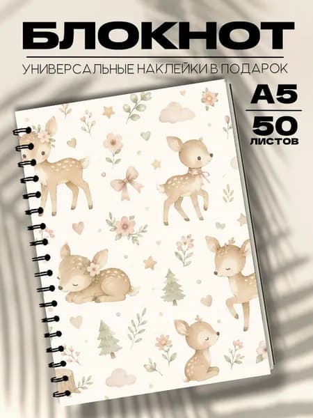 Блокнот А5 олени детские