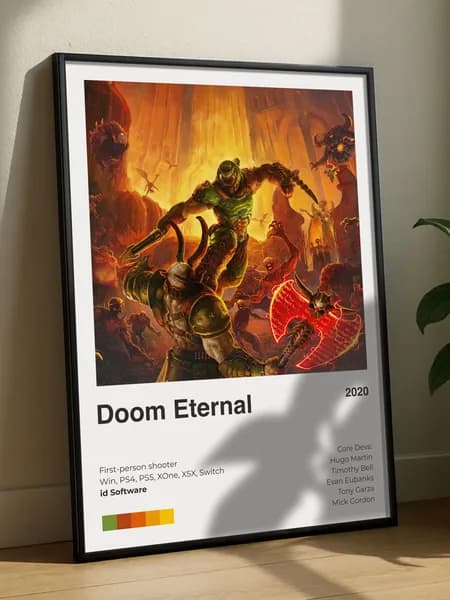 Постер плакат игра "Doom Eternal" А4, id Sofrware, интерьерный, без рамы, плотная матовая фотобумага 21x30 см
