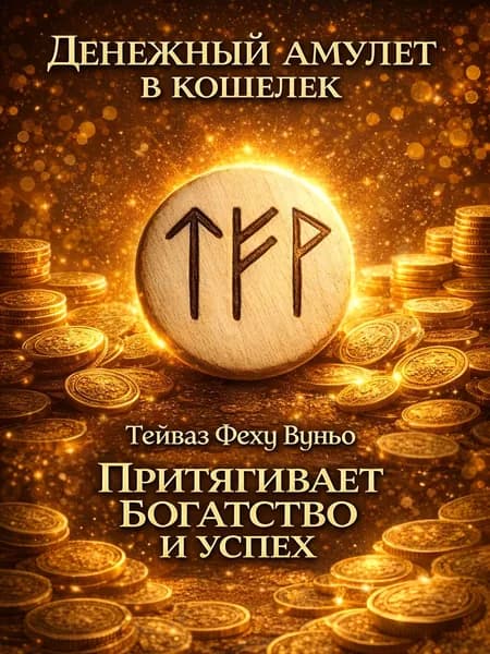 Рунический амулет, денежный оберег привлечения богатства, руны Тейваз Феху Вуньо, рунический талисман на победу, оберег с рунами прибыль и успех