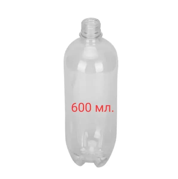 Бутылка для дистиллированной воды прозрачный пластик (600мл)