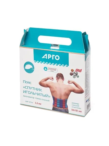 Аппликатор Ляпко Пояс Спутник (шаг игл 5,8 мм, 6 пластин по 50 х 182 мм), Арго