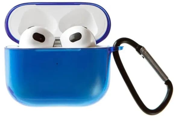 Чехол для AirPods 4 Синий прозрачный с карабином