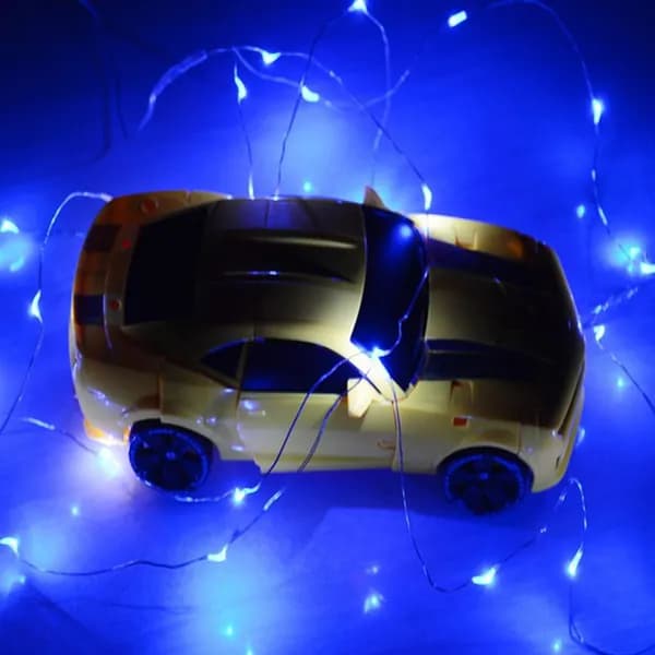 Светодиодная гирлянда на батарейках, синяя, 4 м, 40 LED, гибкая медная проволока