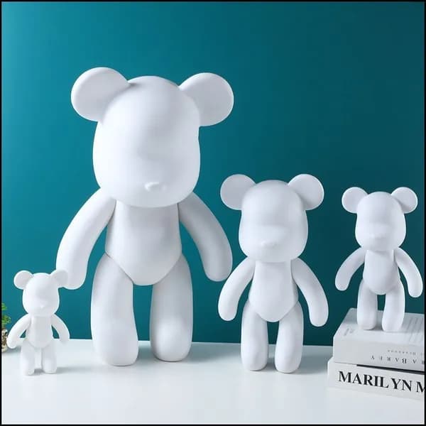 Набор для творчества Игрушка Медведь BearBrick 23 см для девочек, мальчиков и взрослых, краски флюид арт: Синий;голубой;белыйй