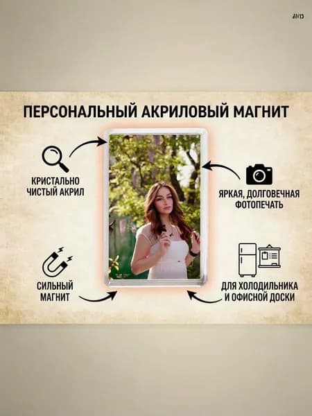 Акриловый магнит с вашей фотографией магнит на холодильник, памятный подарок другу, маме, коллеге, сувенир на любой праздник