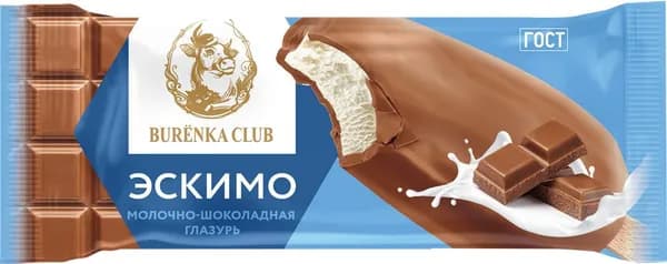 Мороженое BURЁNKA CLUB Пломбир в молочно-шоколадной глазури 15%, без змж, эскимо, 70г4шт