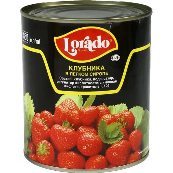 Lorado Клубника в сиропе, 850 мл/