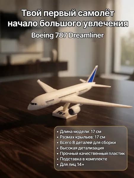 Сборная модель Boeing 787 Dreamliner 17 см