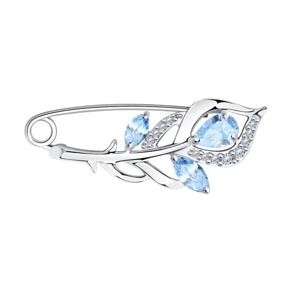 Diamant, Брошь из серебра с фианитами, 94-140-00615-2, булавки, 925 проба