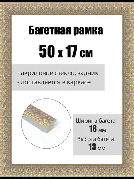 Рамка багетная для картин со стеклом 50 x 17 см, РБ-230