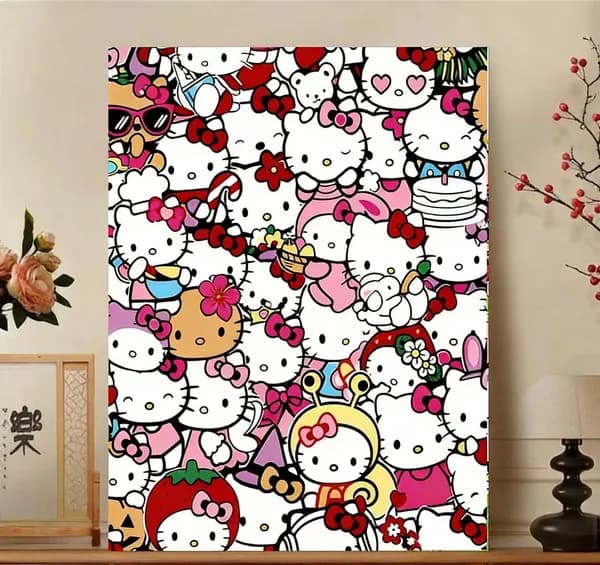 Цифровая картина по номерам "Стич" (Sanrio), раскраска акриловыми красками, DIY набор для рисования, готовая картина для интерьера