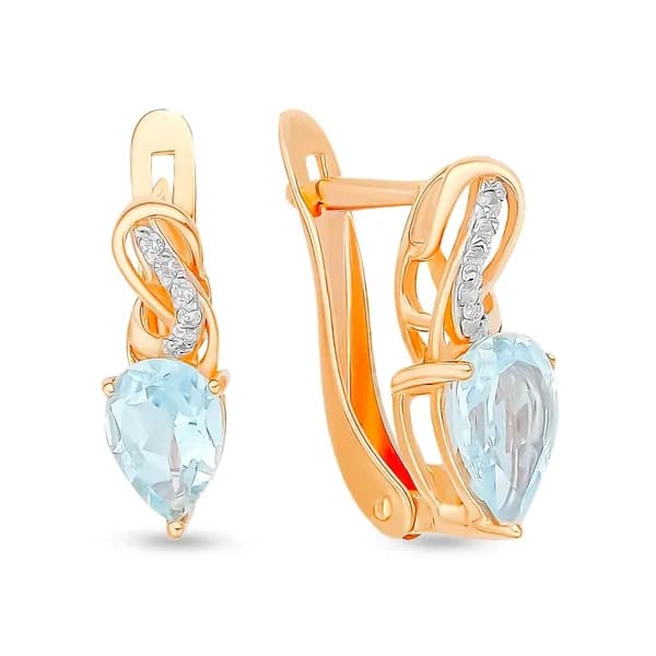 Серьги женские с топазами и фианитами из красного золота 375 пробы 585GOLD