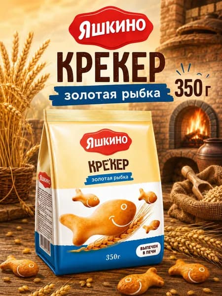 Яшкино, Крекер Золотая рыбка, 350 г, Россия