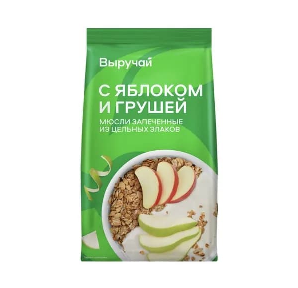 Мюсли ВЫРУЧАЙ запеченные с яблоком и грушей, 300 г * 4 шт.