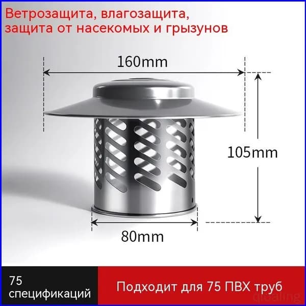 Зонт из нержавеющей стали f75 мм, универсальный,Воздухозаборник для зонта