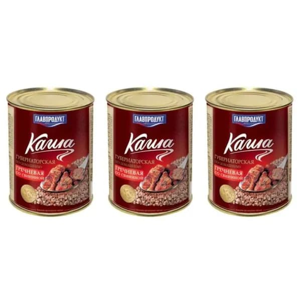 Главпродукт Каша гречневая со свининой, Губернаторская по-домашнему, томленая, 340 г, 3шт