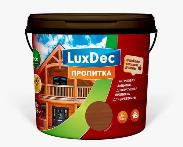 Пропитка акриловая с воском(20%) д/дерева Luxdec /бесцветн./ 1л