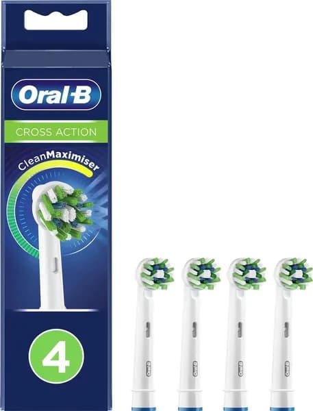 Насадки Oral-B Сross Action CleanMaximiser White для электрической зубной щетки, 4 шт., для тщательного удаления налета,4 шт