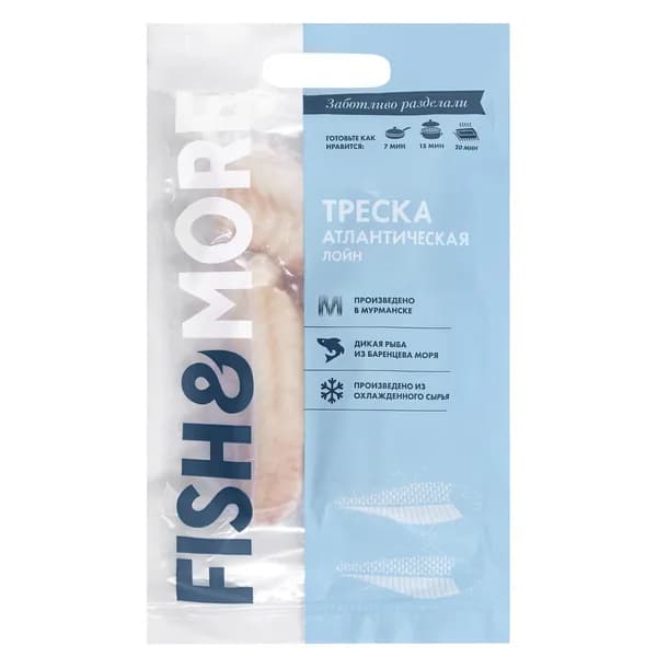 Треска филе-лойн без кожи 400 г, Fish & More, замороженный