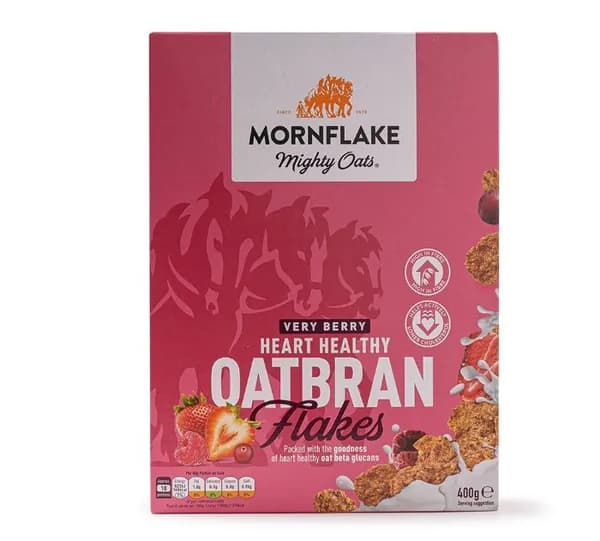 Хлопья "Mornflake" цельнозерновые с овсяными отрубями и ягодами, 500/400 г, Великобритания