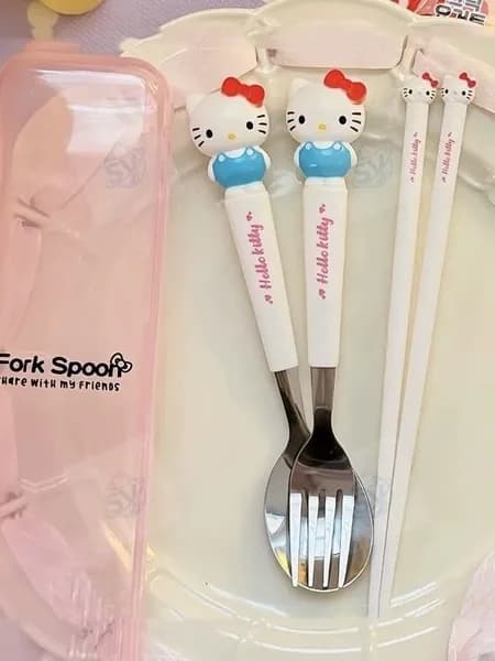 Hello Kitty Набор вилка и ложка для салата 4 предм. голубой, синий