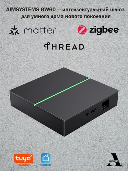 Шлюз AIMSYSTEMS GW60 с поддержкой Matter Zigbee Thread, проводное подключение, Tuya Smart, умный дом