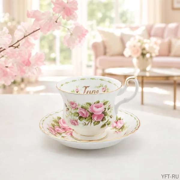 Чайная пара Royal Albert. Серия "Цветок месяца". Англия. Костяной фарфор. Клеймо 70-е гг. Сузуран в мае